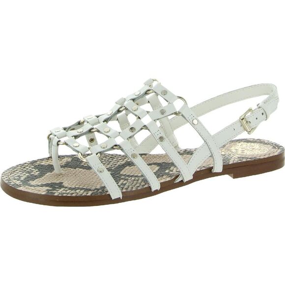 Vince Camuto Shoes - Vince Camuto Womens Richinite White Leather Buckle Huarache Sandals Shoes New